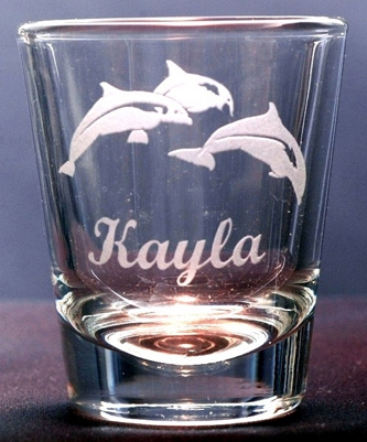 Dolphin Design Engraved Shot Glasses Personalized